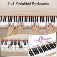 [Do Not Sell on Amazon]Glarry GDP-206 88 Key Standard Full Weighted Keyboards Digital Piano with Metal Stand, Audio and MIDI Bluetooth, Triple Pedals, Headphone