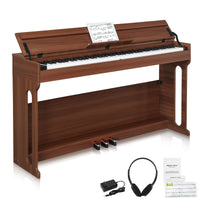 [Do Not Sell on Amazon]Glarry GDP-107 88 Key Standard Full Weighted Keyboards Digital Piano with Furniture Stand, Audio and MIDI Bluetooth, Triple Pedals, Headphone，for Black Walnut color