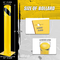 Safety Bollard Post, 36 Inch Height Steel Bollards, 4.5 Inch Diameter Parking Bollard, Yellow Powder Coated Safety Parking Barrier Post, for Traffic Sensitive Areas, 10PCS