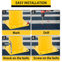 Safety Bollard Post, 36 Inch Height Steel Bollards, 4.5 Inch Diameter Parking Bollard, Yellow Powder Coated Safety Parking Barrier Post, for Traffic Sensitive Areas, 10PCS