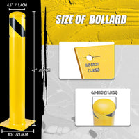 Safety Bollard Post, 42 Inch Height Steel Bollards, 4.5 Inch Diameter Parking Bollard, Yellow Powder Coated Safety Parking Barrier Post, for Traffic Sensitive Areas, 30PCS