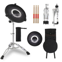 12in Drum Practice Pad Kit with Snare Drum Stand, Backpack, Drumsticks