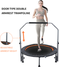 48" Foldable Mini Trampoline Max Load 330lbs/440lbs, Fitness Rebounder with Adjustable Foam Handle, Exercise Trampoline for Adults Indoor/Garden Workout