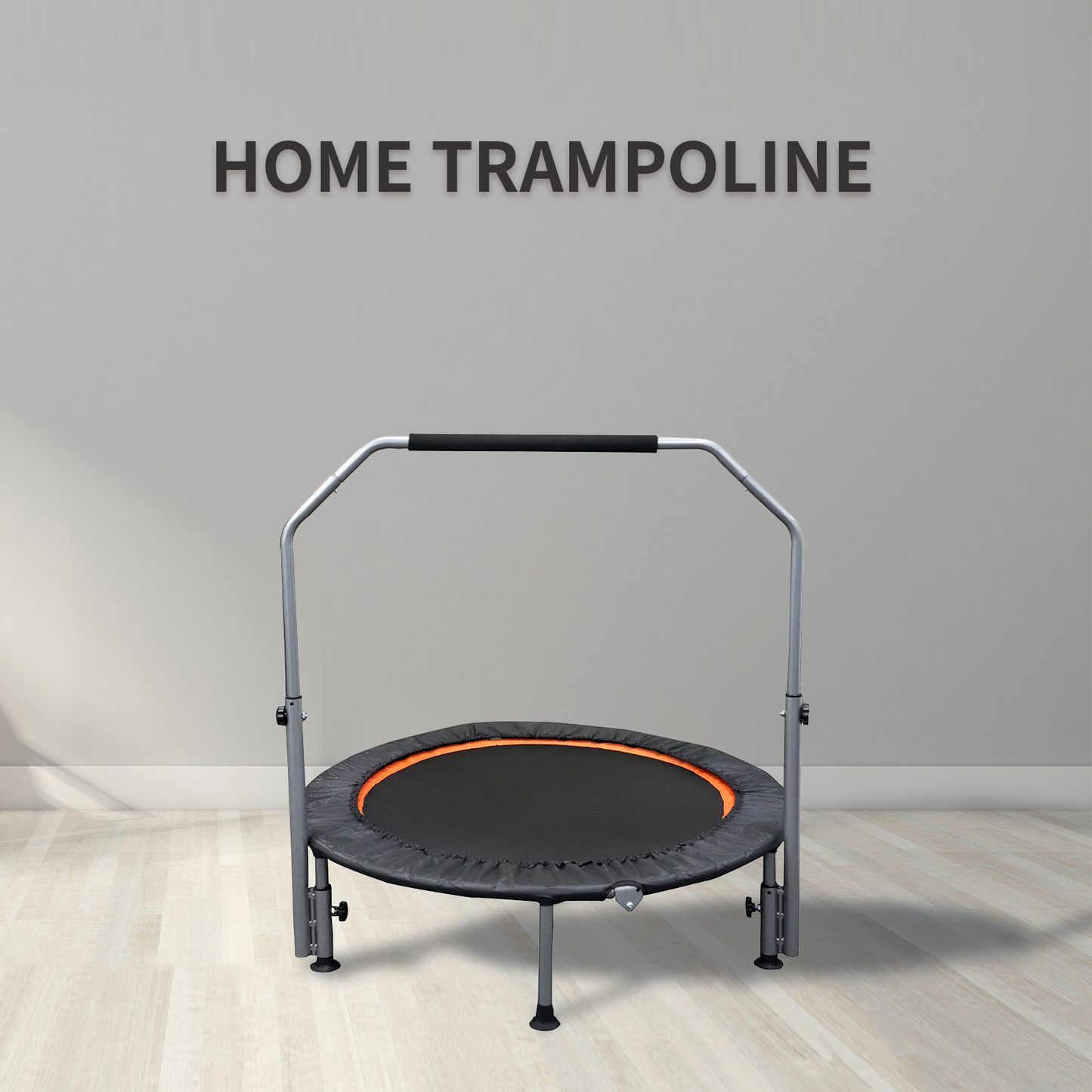 48" Foldable Mini Trampoline Max Load 330lbs/440lbs, Fitness Rebounder with Adjustable Foam Handle, Exercise Trampoline for Adults Indoor/Garden Workout