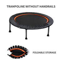 48" Foldable Mini Trampoline Max Load 330lbs/440lbs, Fitness Rebounder with Adjustable Foam Handle, Exercise Trampoline for Adults Indoor/Garden Workout