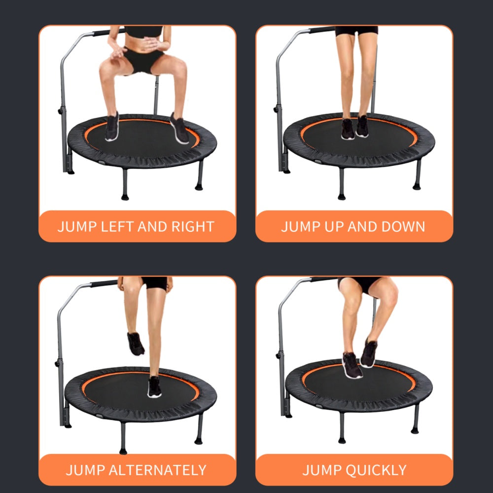 48" Foldable Mini Trampoline Max Load 330lbs/440lbs, Fitness Rebounder with Adjustable Foam Handle, Exercise Trampoline for Adults Indoor/Garden Workout