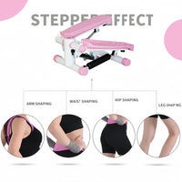 Mini Stepper with Resistance Band, Stair Stepping Fitness Exercise Home Workout Equipment for Full Body Workout,Step Machine with LCD Monitor(Pink)