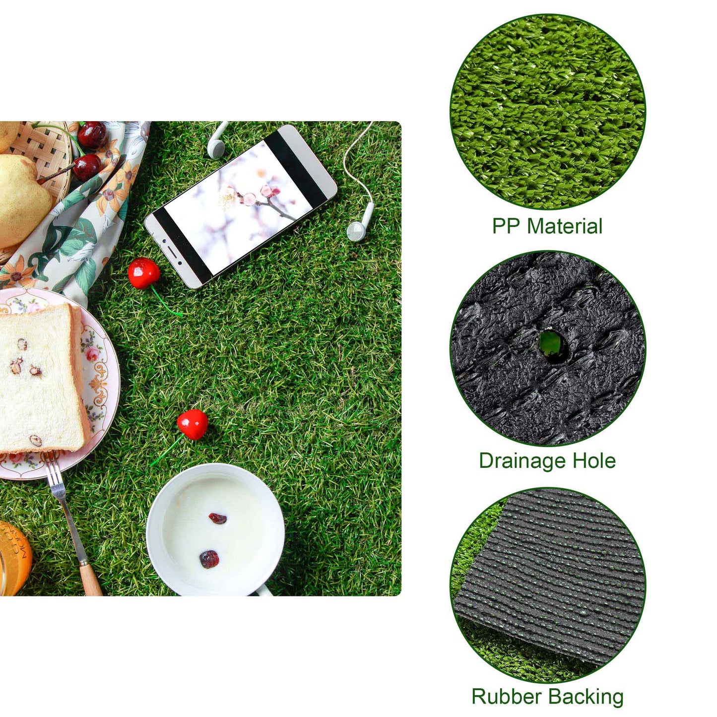 Realistic Synthetic Artificial Grass Mat 65x 3ft with 3/8" grass blades height Indoor Outdoor Garden Lawn Landscape Turf for Pets,swimming pools, gardens, schools, Faux Grass Rug with Drainage