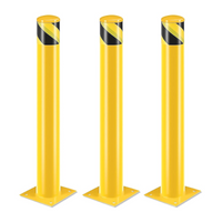 Safety Bollard Post, 42 Inch Height Steel Bollards, 4.5 Inch Diameter Parking Bollard, Yellow Powder Coated Safety Parking Barrier Post, for Traffic Sensitive Areas,3P