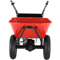 RedRock Wheelbarrow Utility Cart Electric Powered 24V DC 180W AGM Battery 330lbs (150kgs) Max Capacity Barrel Dump Material Debris Hauler