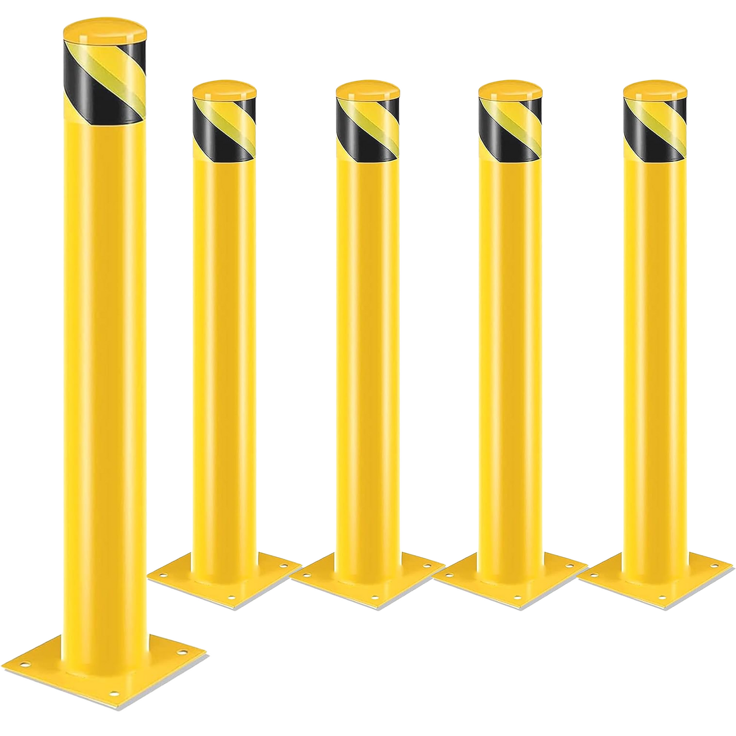 Safety Bollard Post, 36'' x 4.5" Steel Bollards, Yellow Powder Coated Parking Bollard, Safety Parking Barrier Post, for Traffic Sensitive Areas