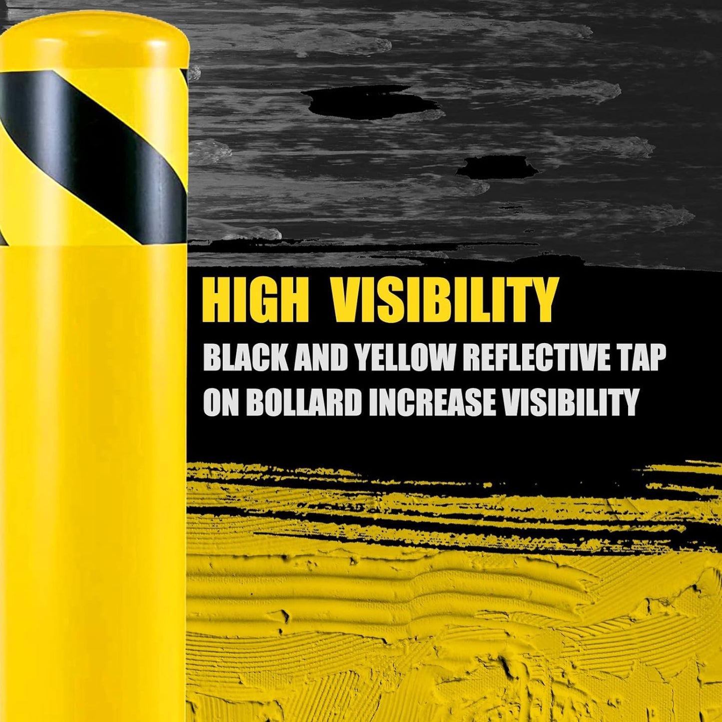 Safety Bollard Post, 36'' x 4.5" Steel Bollards, Yellow Powder Coated Parking Bollard, Safety Parking Barrier Post, for Traffic Sensitive Areas