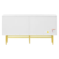 Modern Elegant 4-door Sideboard Gold Metal Handle Buffet Cabinet for Dining Room, Living Room, Bedroom, Hallway (White)