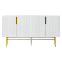 Modern Elegant 4-door Sideboard Gold Metal Handle Buffet Cabinet for Dining Room, Living Room, Bedroom, Hallway (White)