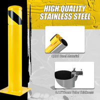 Safety Bollards, Steel Bollard Post, Yellow Powder Coated Safety Parking Barrier Post for High Traffic Areas