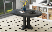 Farmhouse Dining Table Extendable Round Table for Kitchen, Dining Room(Black)