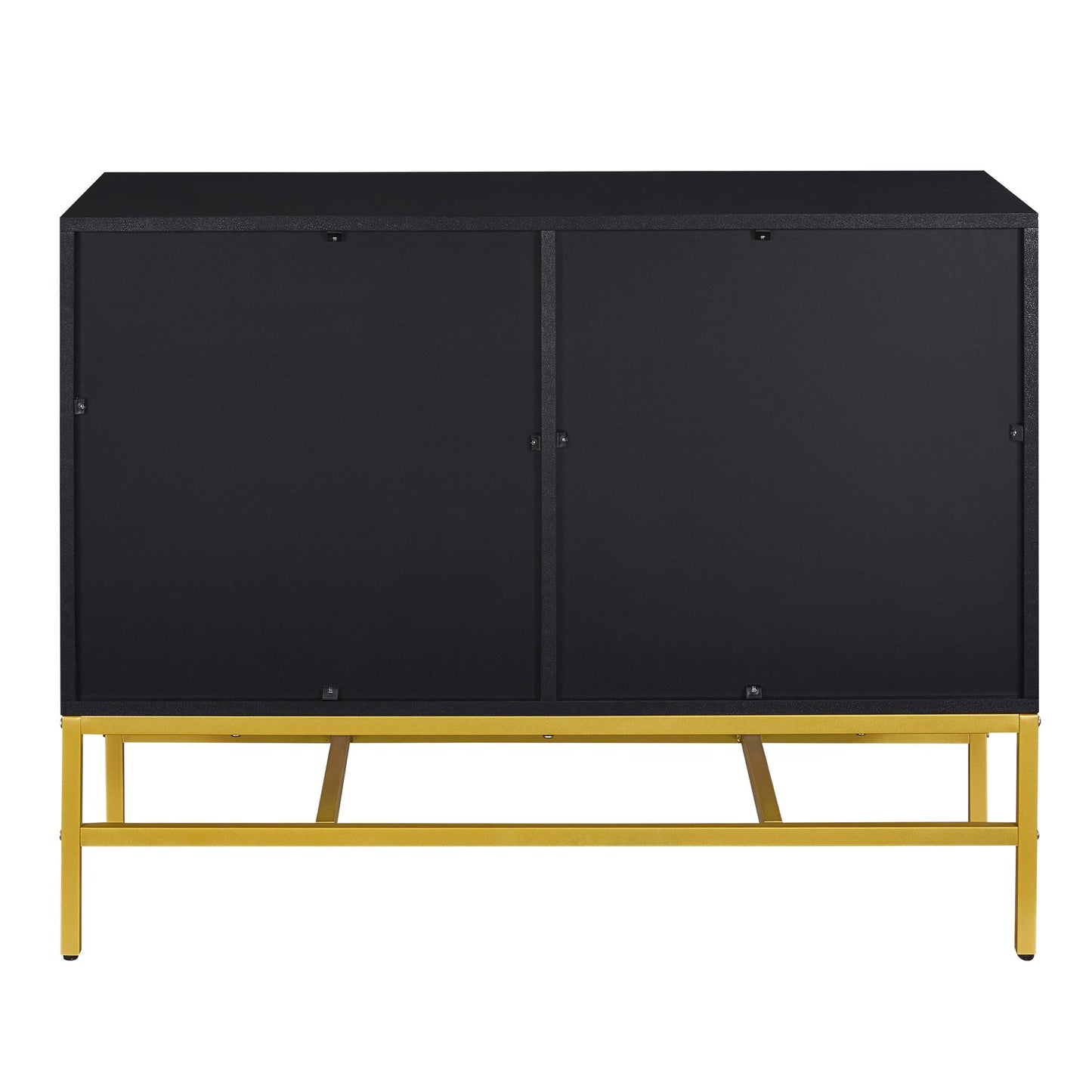 Minimalist & Luxury Cabinet Two Door Sideboard with Gold Metal Legs for Living Room, Dining Room (Black)