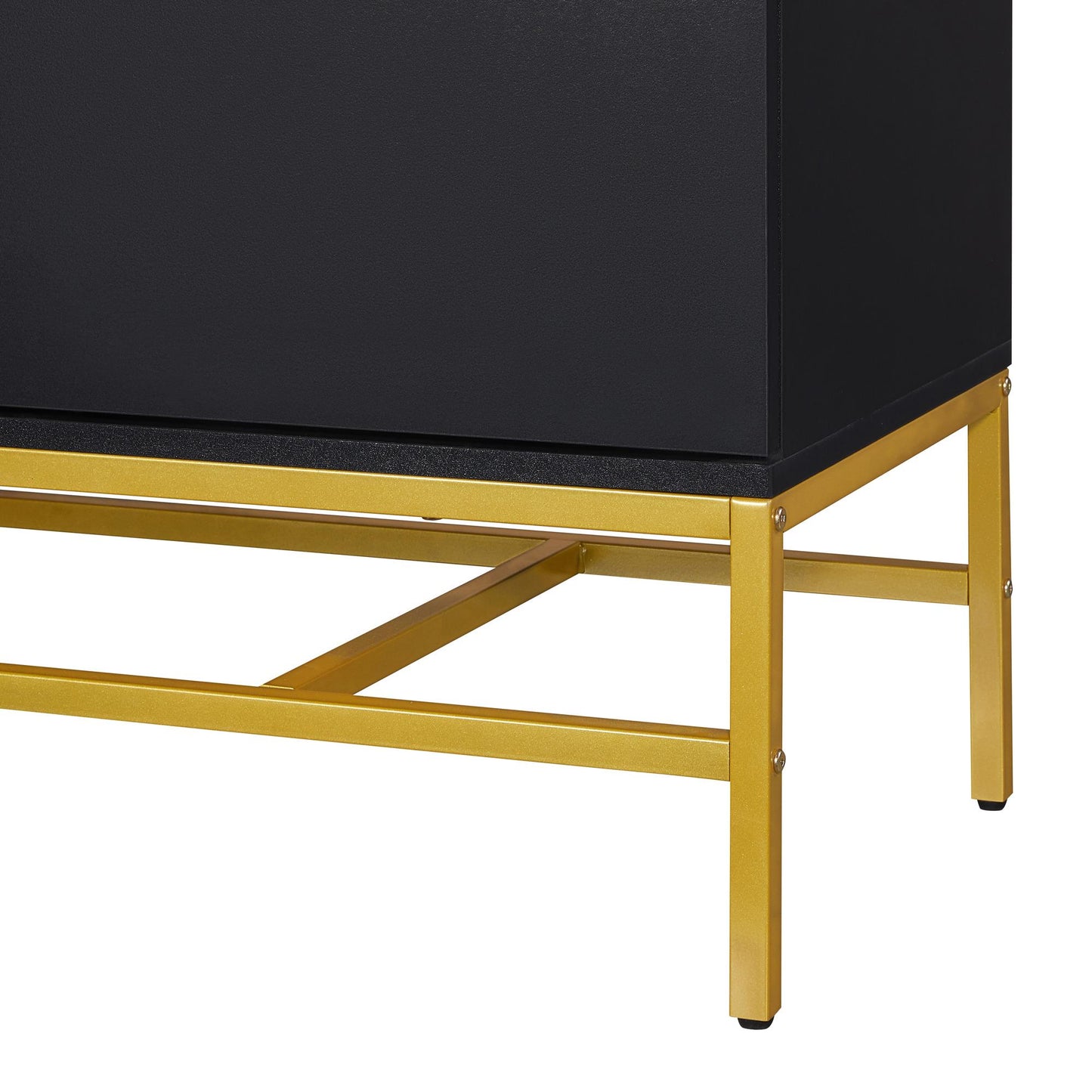 Minimalist & Luxury Cabinet Two Door Sideboard with Gold Metal Legs for Living Room, Dining Room (Black)