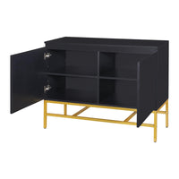 Minimalist & Luxury Cabinet Two Door Sideboard with Gold Metal Legs for Living Room, Dining Room (Black)