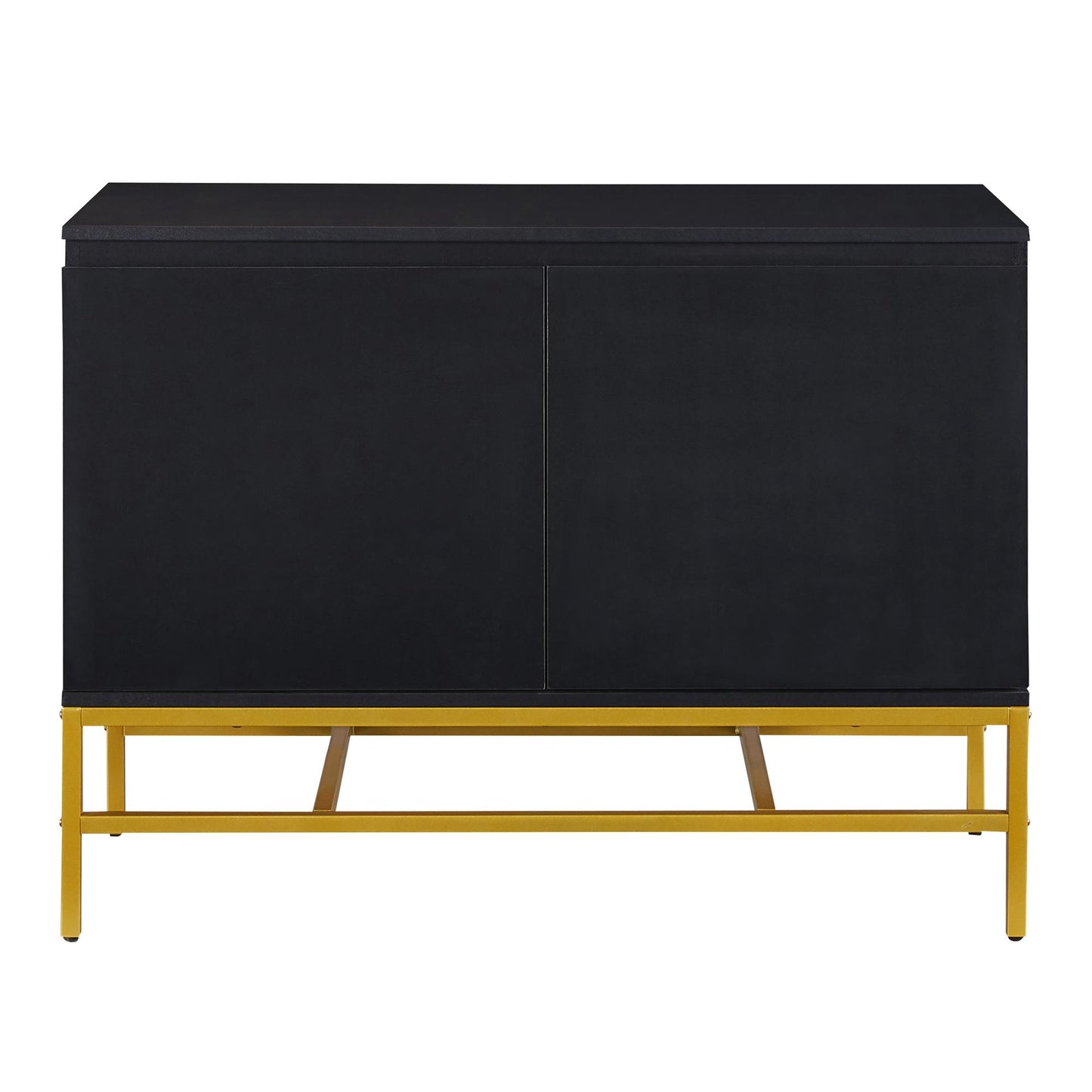 Minimalist & Luxury Cabinet Two Door Sideboard with Gold Metal Legs for Living Room, Dining Room (Black)