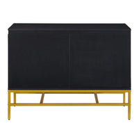 Minimalist & Luxury Cabinet Two Door Sideboard with Gold Metal Legs for Living Room, Dining Room (Black)