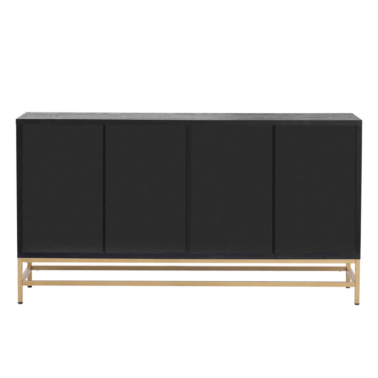 Retro Style Sideboard with Adjustable Shelves, Rectangular Metal Handles and Legs for  Kitchen, Living room, and Dining Room  (Black)