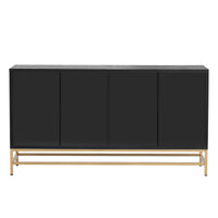 Retro Style Sideboard with Adjustable Shelves, Rectangular Metal Handles and Legs for  Kitchen, Living room, and Dining Room  (Black)