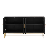 Retro Style Sideboard with Adjustable Shelves, Rectangular Metal Handles and Legs for  Kitchen, Living room, and Dining Room  (Black)