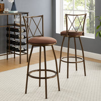 2 Piece Bar Stools, Bar Chairs, Brown Bar Stools,Country Style Industrial,Easy to Assemble, with Footrest for Indoor Bar Dining Kitchen