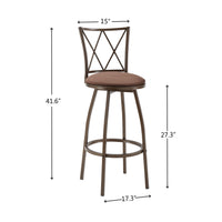 2 Piece Bar Stools, Bar Chairs, Brown Bar Stools,Country Style Industrial,Easy to Assemble, with Footrest for Indoor Bar Dining Kitchen