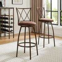 2 Piece Bar Stools, Bar Chairs, Brown Bar Stools,Country Style Industrial,Easy to Assemble, with Footrest for Indoor Bar Dining Kitchen