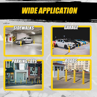 Safety Bollards, Steel Bollard Post, Yellow Powder Coated Safety Parking Barrier Post for High Traffic Areas