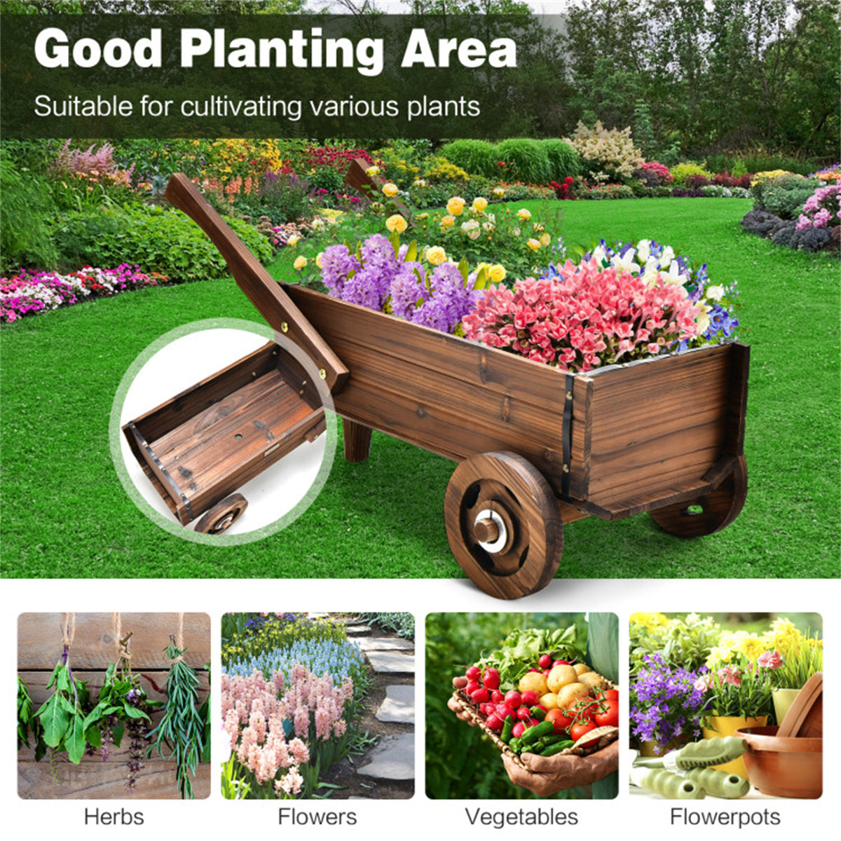 Wooden Wagon Planter Box