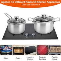 Stainless Steel Cookware Set Fast Even Heat Induction Pots Pans Set Dishwasher Safe with 2.7/3.7 Quart Stockpot 2 Quart Saucepan 9.17in Frying Pan（No shipments on weekends）