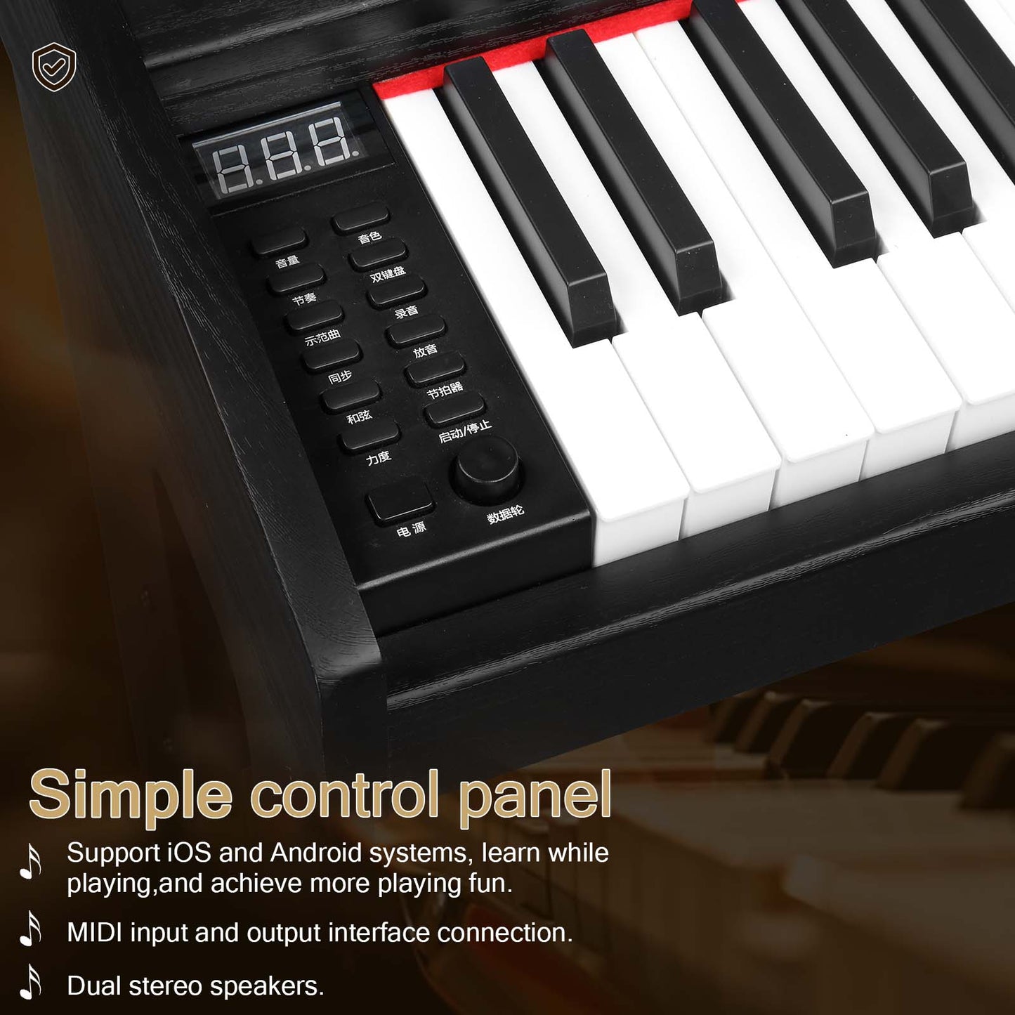 GPP-100 61 Key Piano Semi-Weighted Standard Keyboards Digital Piano with Furniture Stand，MIDI Bluetooth, Headphone，for Piano Lover Black color