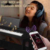 GPP-100 61 Key Piano Semi-Weighted Standard Keyboards Digital Piano with Furniture Stand，MIDI Bluetooth, Headphone，for Piano Lover Black color