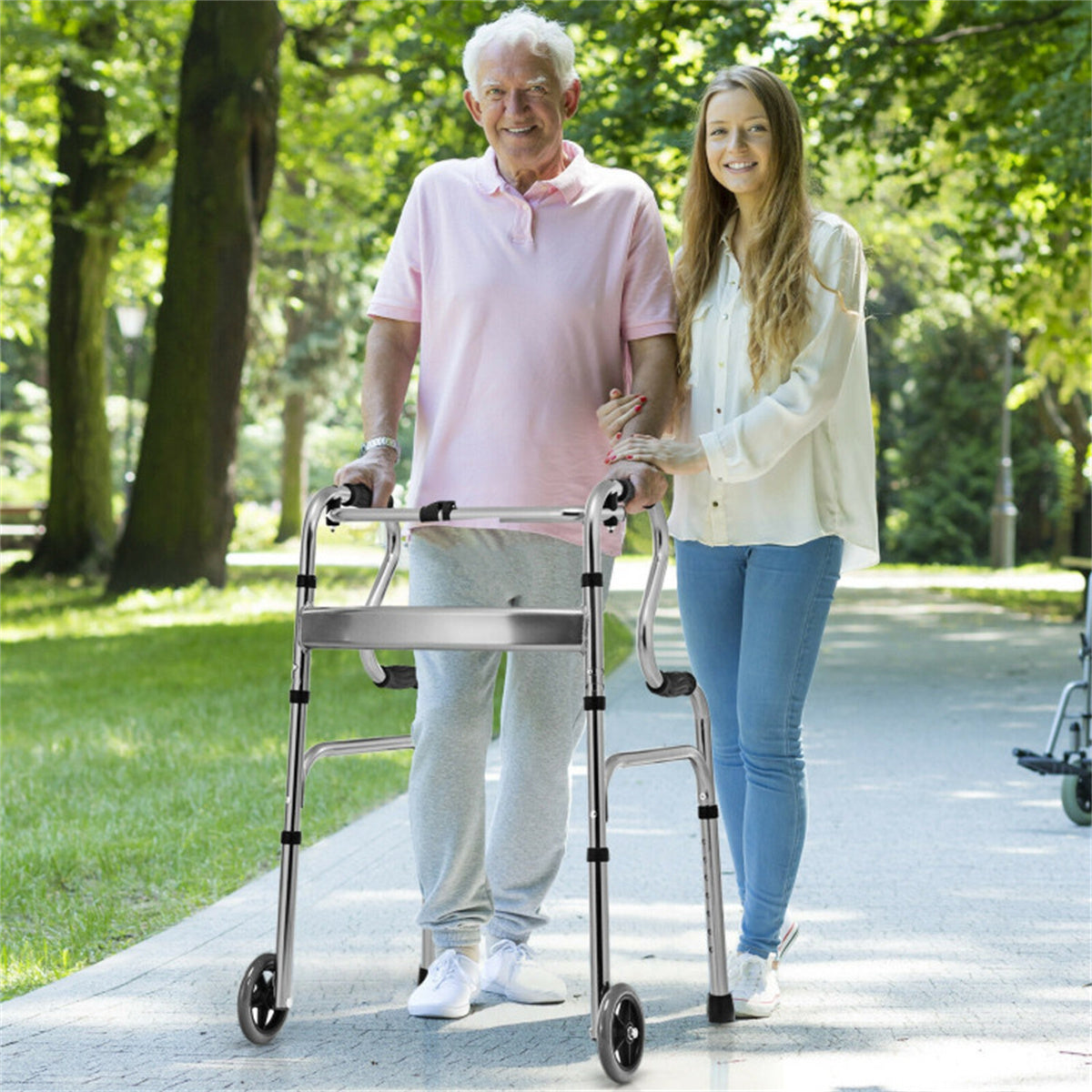 Grey walking aid foldable