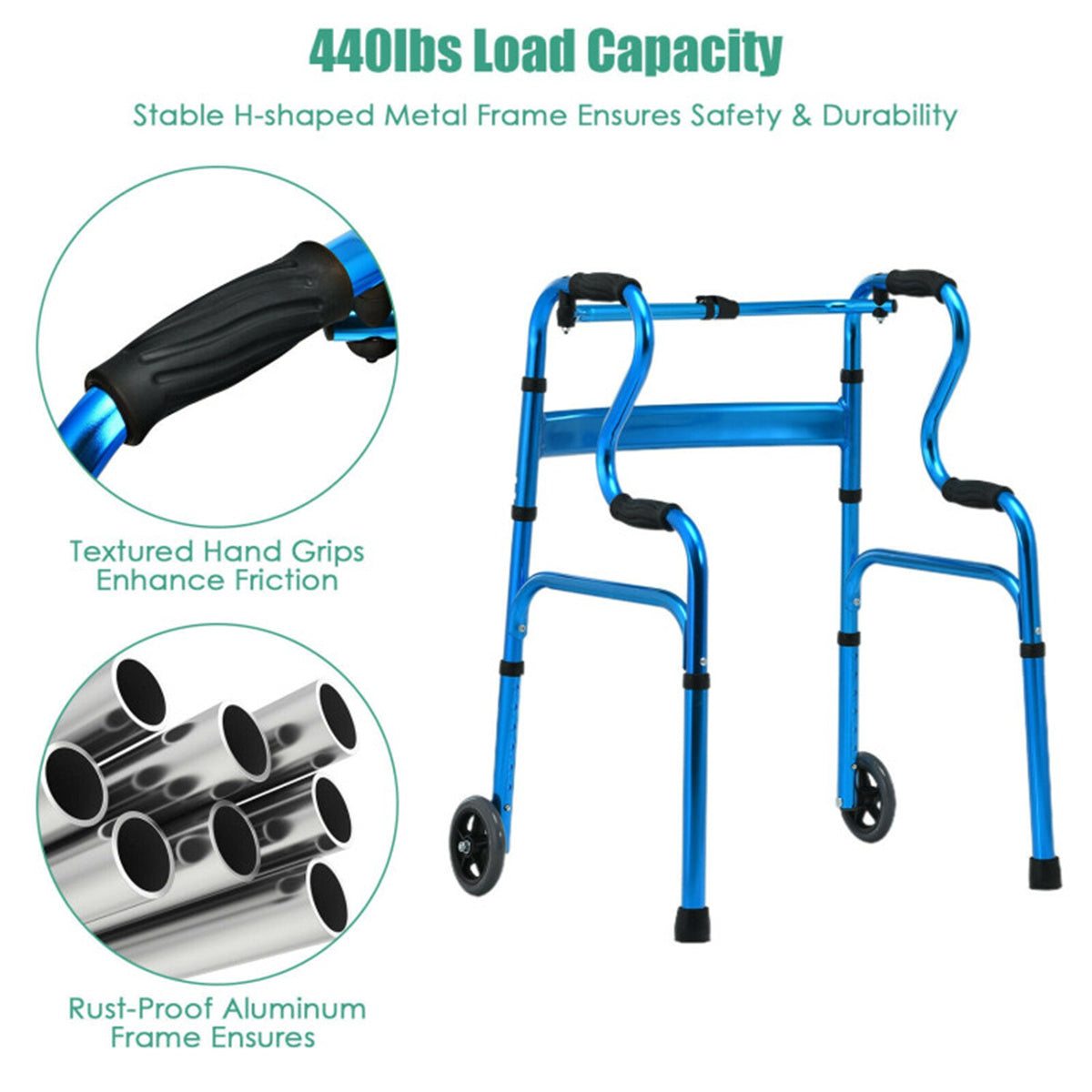 Blue  walking aid foldable