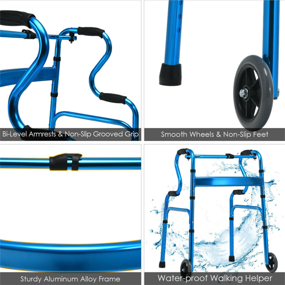 Blue  walking aid foldable