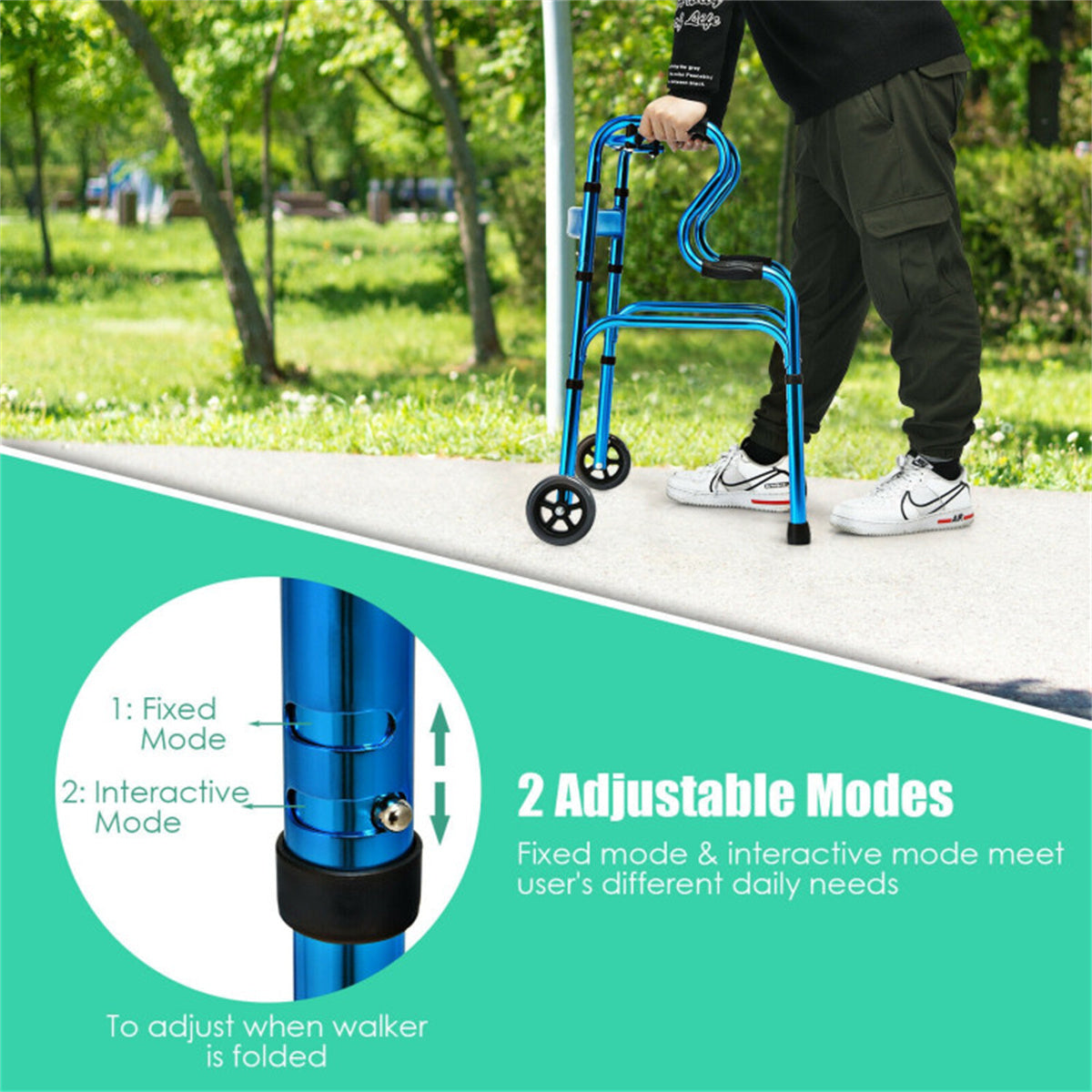 Blue  walking aid foldable