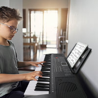 [Do Not Sell on Amazon] GEP-203 61 Key Keyboard with Piano Stand, Piano Bench, Built In Speakers, Headphone, Microphone, Music Rest, LED Screen, 3 Teaching Modes for Beginners