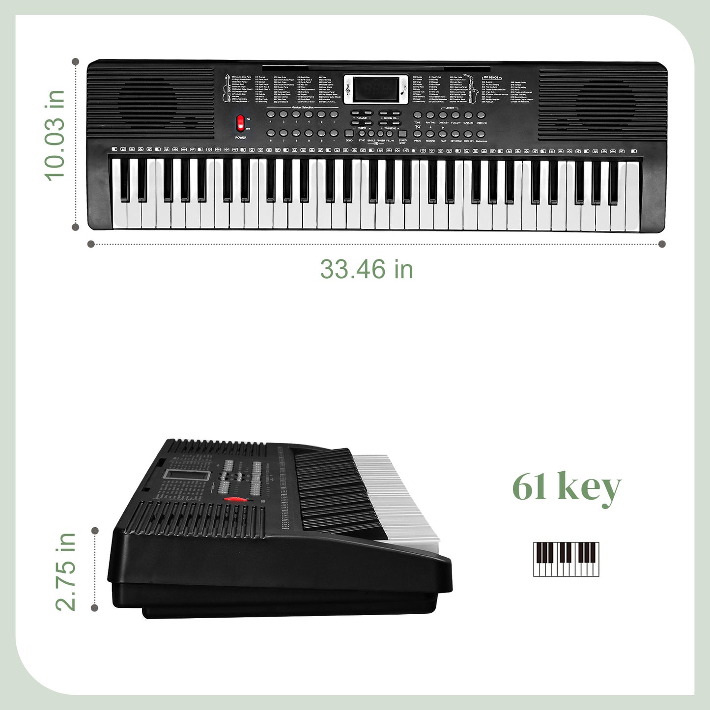 [Do Not Sell on Amazon] GEP-203 61 Key Keyboard with Piano Stand, Piano Bench, Built In Speakers, Headphone, Microphone, Music Rest, LED Screen, 3 Teaching Modes for Beginners