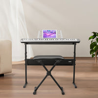 [Do Not Sell on Amazon] GEP-110 61 Key Lighting Keyboard with Piano Stand, Piano Bench, Built In Speakers, Headphone, Microphone, Music Rest, LED Screen, 3 Teaching Modes for Beginners