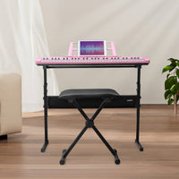 [Do Not Sell on Amazon]GEP-110 61 Key Lighting Keyboard with Piano Stand, Piano Bench, Built In Speakers, Headphone, Microphone, Music Rest, LED Screen, 3 Teaching Modes for Beginners