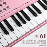 [Do Not Sell on Amazon]GEP-110 61 Key Lighting Keyboard with Piano Stand, Piano Bench, Built In Speakers, Headphone, Microphone, Music Rest, LED Screen, 3 Teaching Modes for Beginners