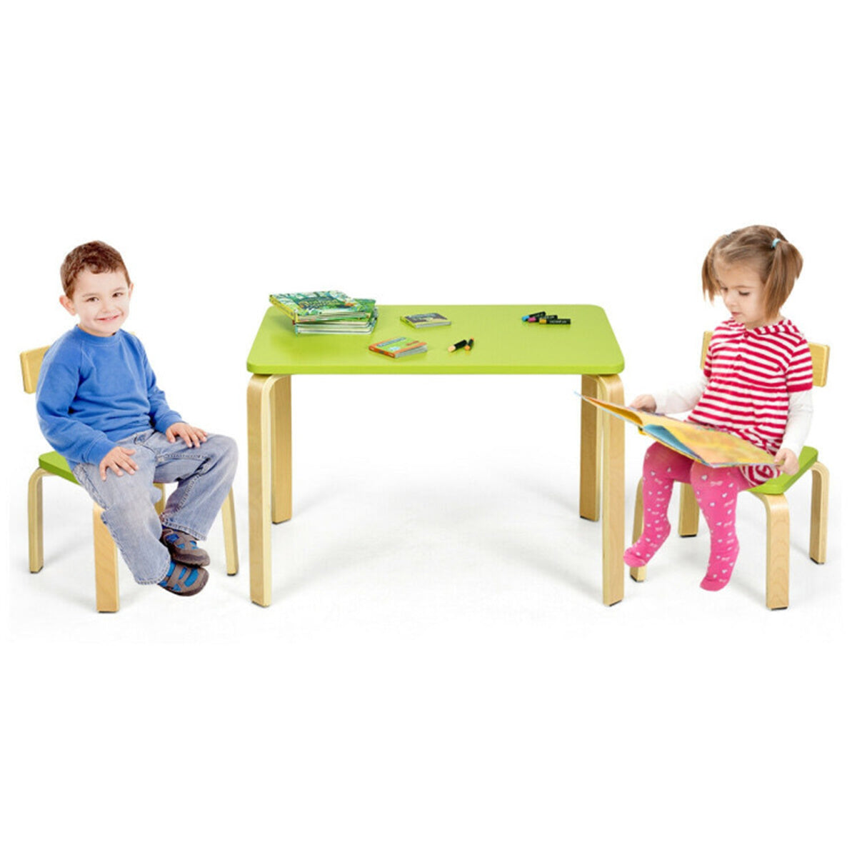 Wooden tables and chairs for children