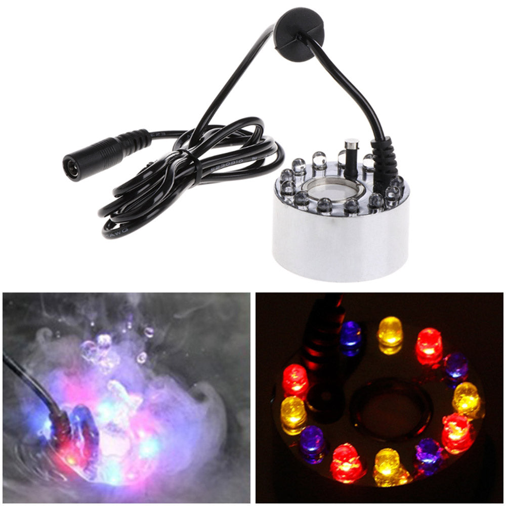 12 LED Ultrasonic Mist Maker Light Fogger Water Fountain Pond