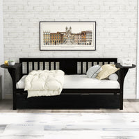 Twin Wooden Daybed with Trundle Bed  , Sofa Bed for Bedroom Living Room, Espresso