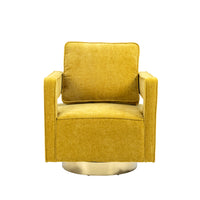 30.7"W Swivel Accent Open Back Chair Modern Comfy Sofa Chair With ld Stainless Steel Base For Nursery Bedroom Living Room Hotel Office, Club Chair Leisure Arm Chair For Lounge (Mustard Chenille)