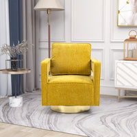 30.7"W Swivel Accent Open Back Chair Modern Comfy Sofa Chair With ld Stainless Steel Base For Nursery Bedroom Living Room Hotel Office, Club Chair Leisure Arm Chair For Lounge (Mustard Chenille)